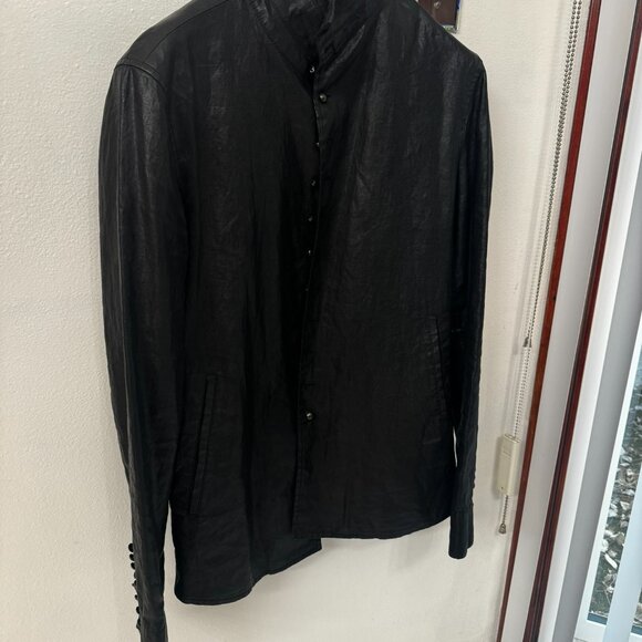 JOHN VARVATOS Waxed Coated Linen Shirt Jacket (sz. 48) - Picture 10 of 12